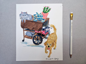 Tea cart and dog