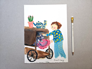Tea cart and the girl
